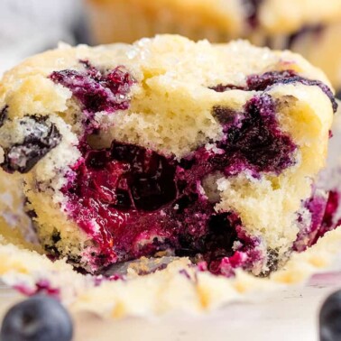 Blueberry muffin with a bite taken out