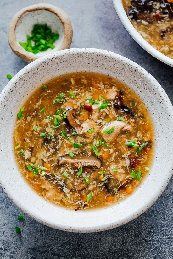 A bowl of Chicken Hot and Sour Soup