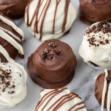 Overhead view of homemade Oreo truffles.