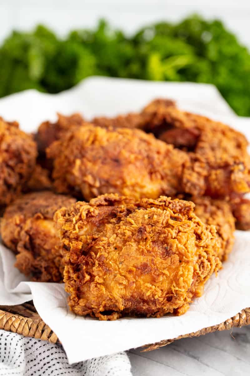 crispy fried chicken thighs and drumsticks