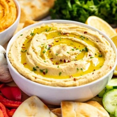 A bowl of authentic hummus