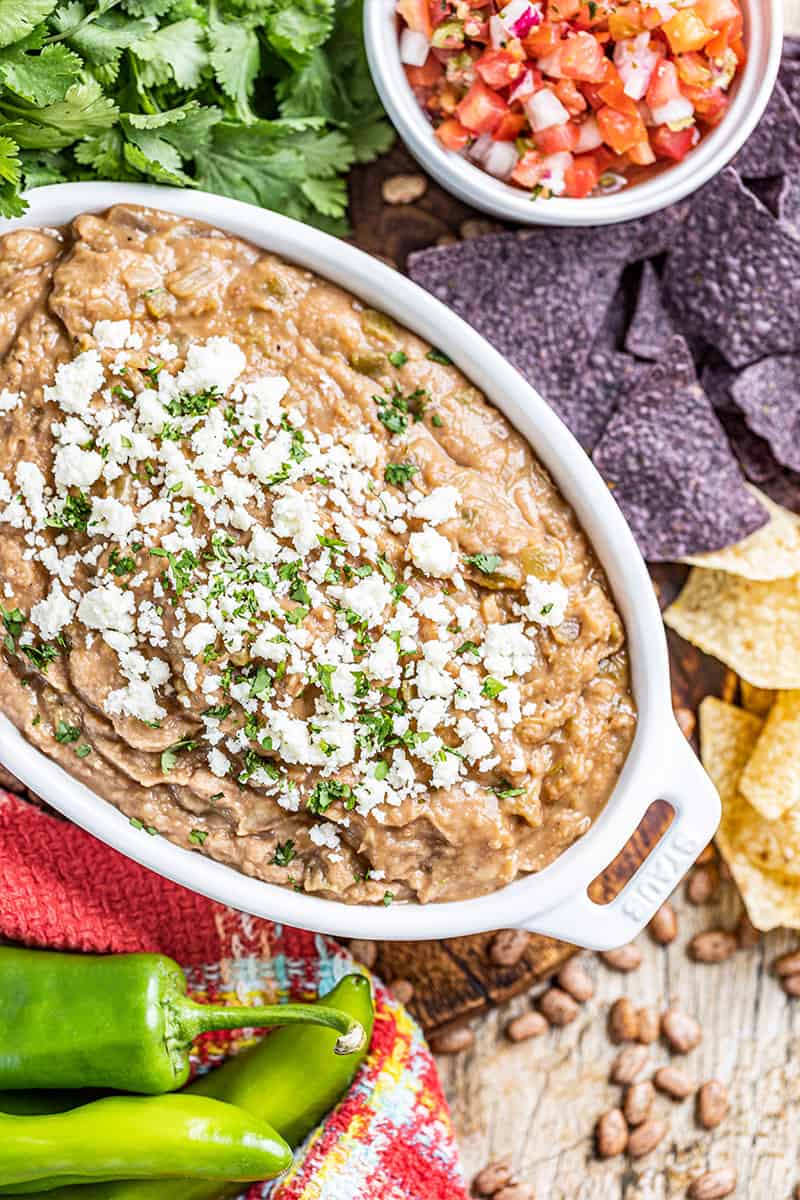 Overhead view of the most amazing bean dip.