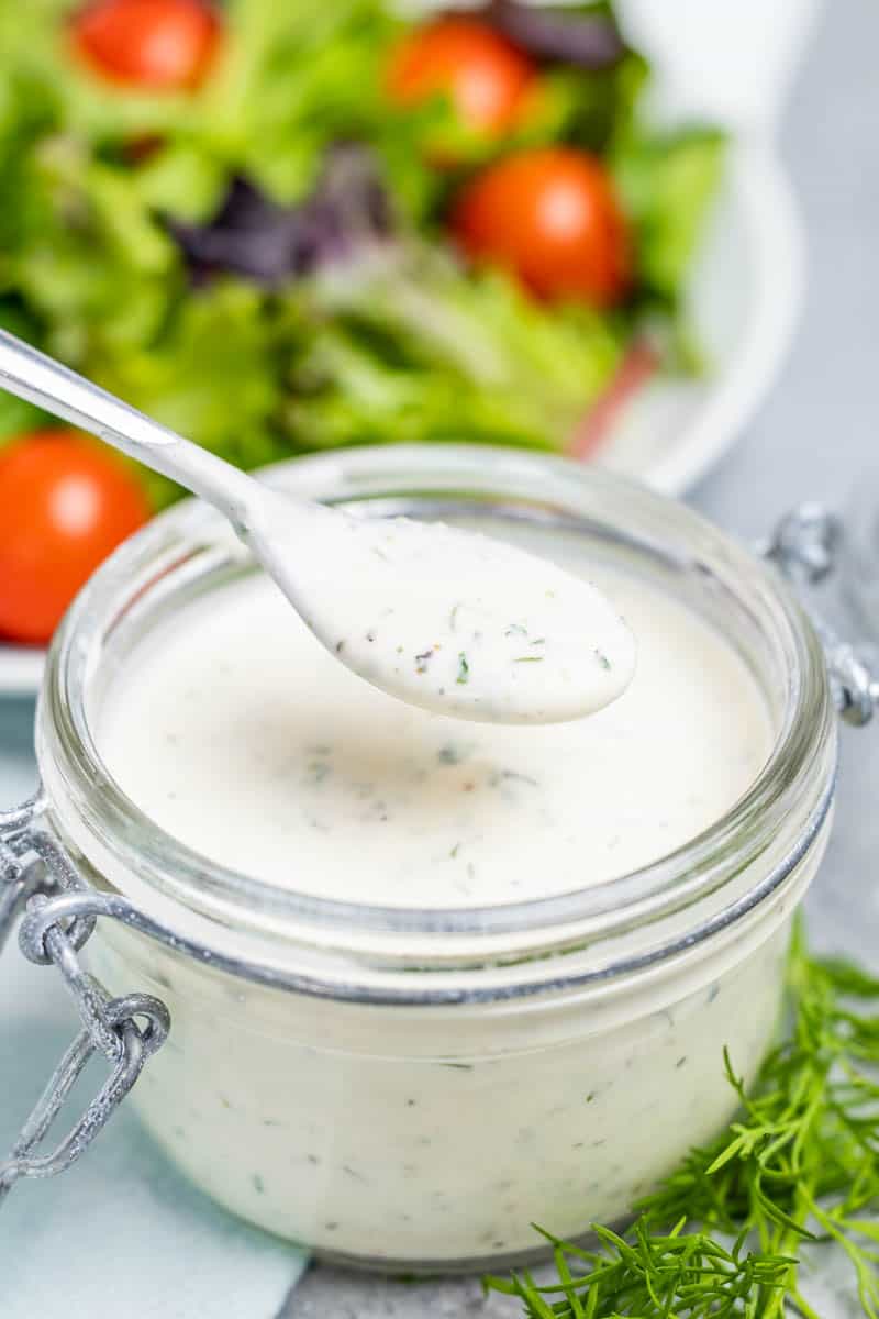 A spoonful of homemade ranch dressing.