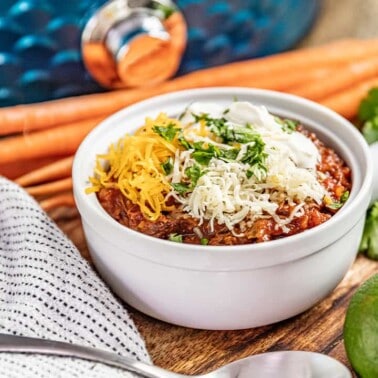 a bowl of texas beef chili.