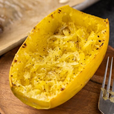 A half of a spaghetti squash.