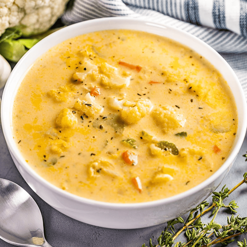 Decorative thumbnail Image of creamy cauliflower soup.